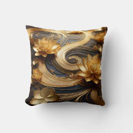 Reversible Gold Lotus Flower Pillow  クッション