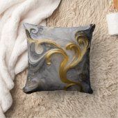 Reversible Gold & Snow Swirl Pillow  クッション (ブランケット)