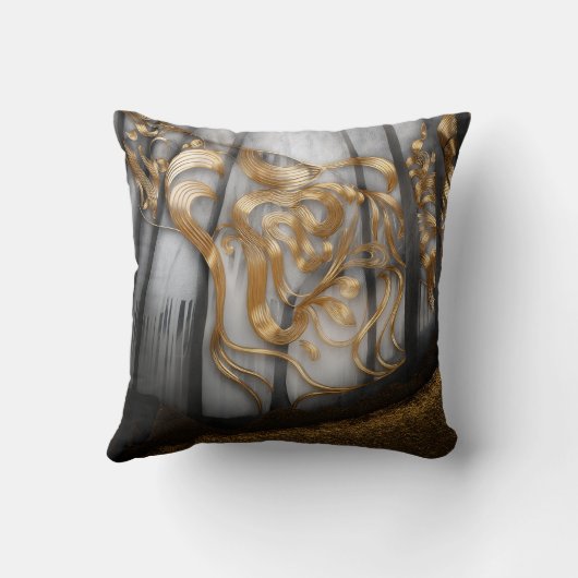 Reversible Gold & Snow Swirl Pillow  クッション (裏面)