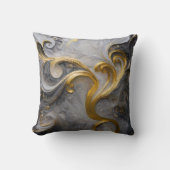 Reversible Gold & Snow Swirl Pillow  クッション (正面)