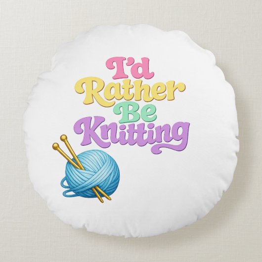 Reversible Knitting Crochet Round Pillow ラウンドクッション (正面)
