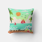 Reversible Life is a Beach Pillow クッション (正面)