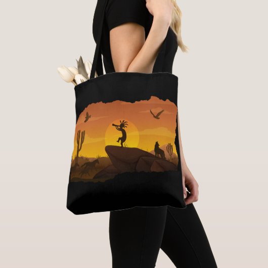 Reversible Native American Kokopelli Tote Bag トートバッグ (クローズアップ)