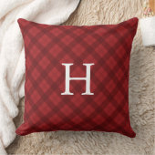 Reversible Red or Green Plaid Monogram Christmas クッション (ブランケット)