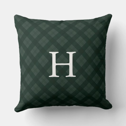 Reversible Red or Green Plaid Monogram Christmas クッション (裏面)