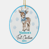 Reversible Reindeer-Baby's 1st Christmas & Snowman セラミックオーナメント (右)