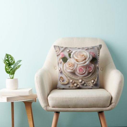 Reversible Rose & Pearl Pillow  クッション (椅子)