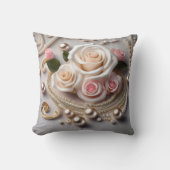 Reversible Rose & Pearl Pillow  クッション (正面)