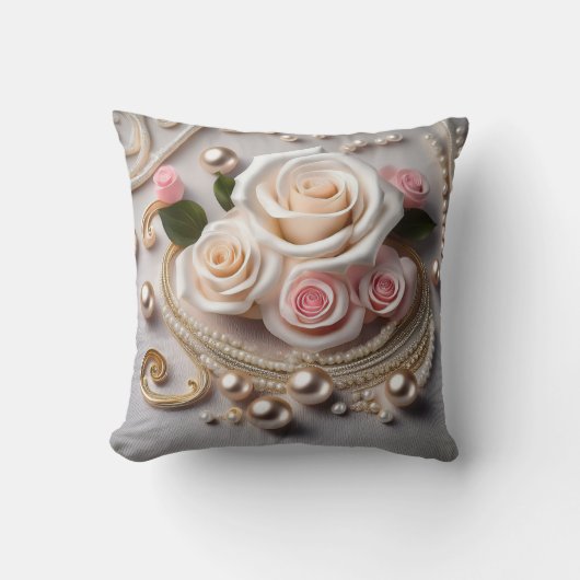 Reversible Rose & Pearl Pillow クッション (正面)