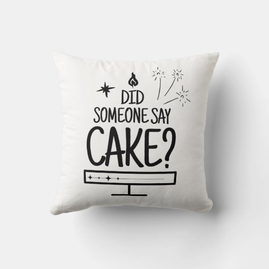 Reversible Typography Cake Lover Gift Black White クッション (裏面)