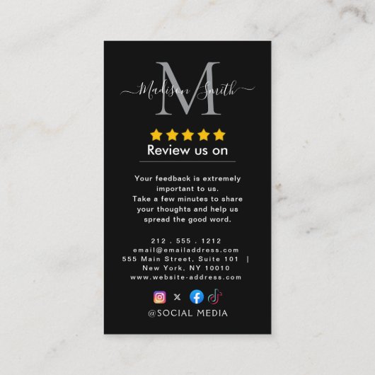 Review Google Review QR Code Google Ratings 名刺 (裏面)