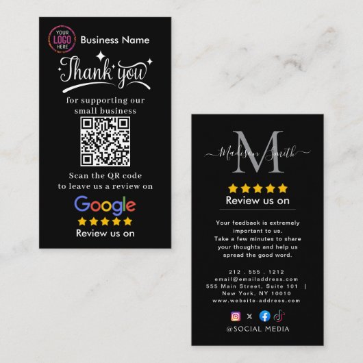 Review Google Review QR Code Google Ratings 名刺 (正面/裏面)