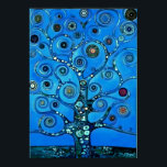 Review in blue - The Tree of Life by Gustav Klimt ポスター<br><div class="desc">Date:1905 -1909 -| Review in blue - Detail of the tree of life. Original Image Information: The Tree of Life,  Stoclet Frieze is a painting by the Austrian symbolist painter Gustav Klimt.</div>