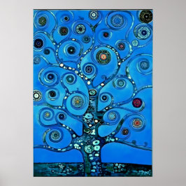 Review in blue - The Tree of Life by Gustav Klimt ポスター