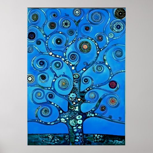 Review in blue - The Tree of Life by Gustav Klimt ポスター (正面)