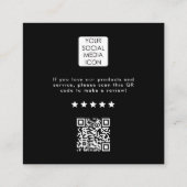 Review Link Business Logo QR Code Thank You Black スクエア名刺 (裏面)