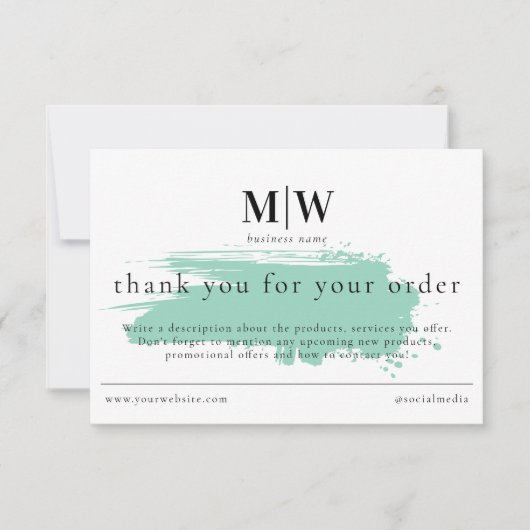 Review Order Packaging Insert Green Monogram Info サンキューカード (正面)