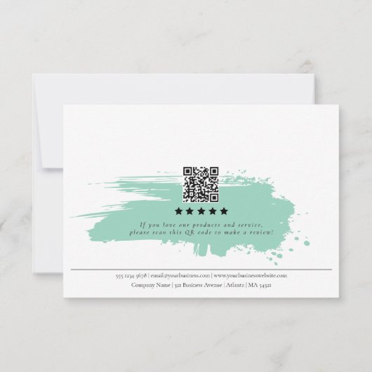 Review Order Packaging Insert Green Monogram Info サンキューカード (裏面)