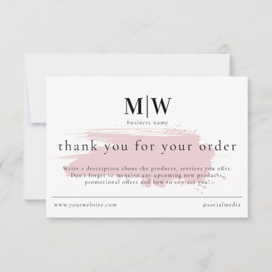 Review Order Packaging Insert Pink Monogram Info サンキューカード (正面)