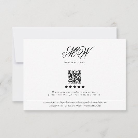 Review Order Packaging Insert Script Monogram サンキューカード (裏面)