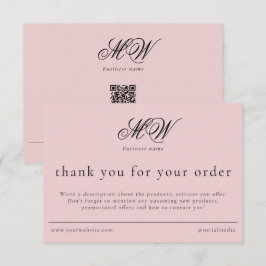Review Order Packaging Insert Script Monogram Pink サンキューカード