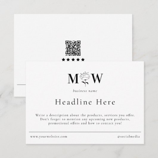 Review Thank Packaging Insert Floral Monogram Info サンキューカード (正面/裏面)