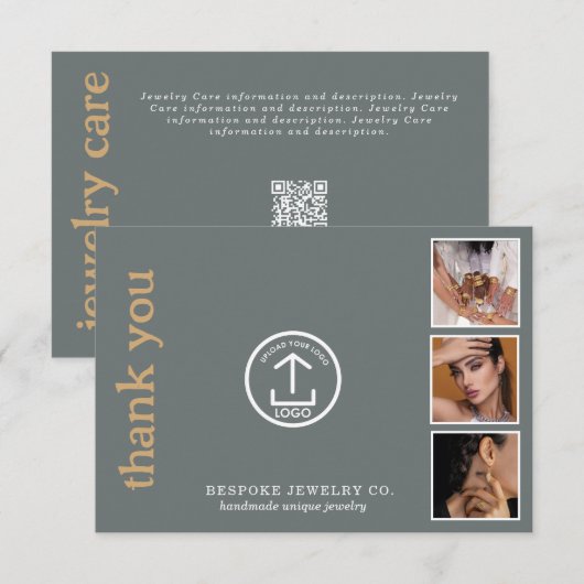 Review Thank You Jewelry Care Card Order Insert サンキューカード (正面/裏面)