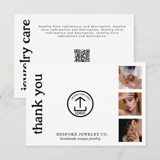 Review Thank You Jewelry Care Card Order Insert サンキューカード (正面/裏面)