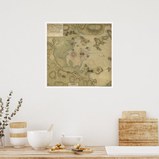 Revolutionary War Map - 1775 ポスター (キッチン)