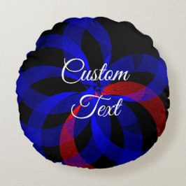 Revolving Red Accent Geometric Round Pillow ラウンドクッション