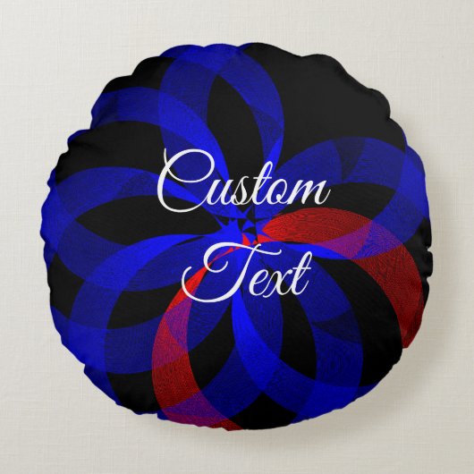 Revolving Red Accent Geometric Round Pillow ラウンドクッション (正面)