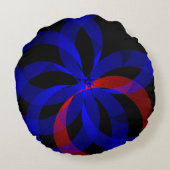 Revolving Red Accent Geometric Round Pillow ラウンドクッション (裏面)
