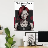 Revy ブラックラグーン 幸運 引用 モチベーション ポスター (ホームオフィス)