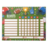 Reward Chart Football Personalised Chart ノートパッド (正面)
