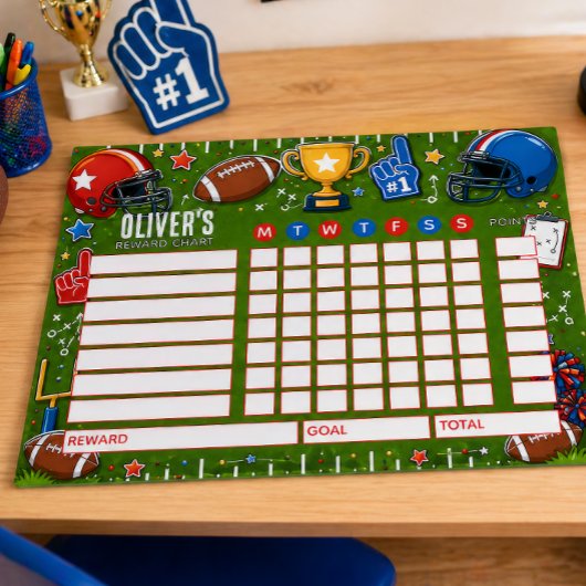 Reward Chart Football Personalised Chart ノートパッド