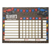 Reward Chart Monster Truck Personalised Chart ノートパッド (正面)