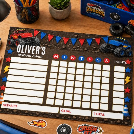 Reward Chart Monster Truck Personalised Chart ノートパッド