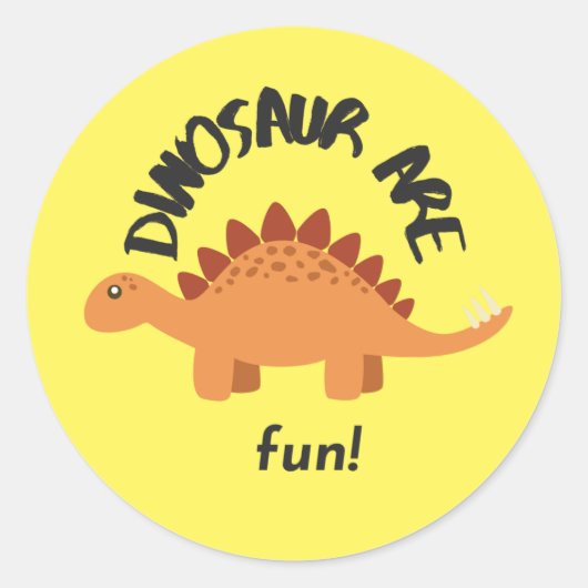 reward sticker for children dinosaur fun ラウンドシール (正面)