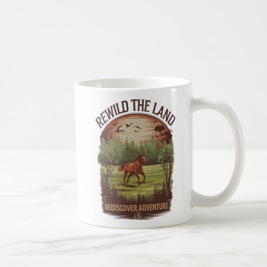 Rewild the Land Rediscover Adventure Design コーヒーマグカップ (右)