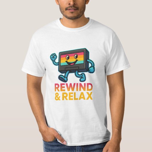 Rewind & Relax – Retro VHS Vibes Tシャツ (正面)