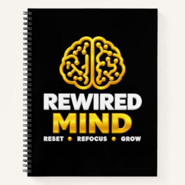 Rewired Mind ロゴ スパイラルノート - ブラックジャーナル ノートブック