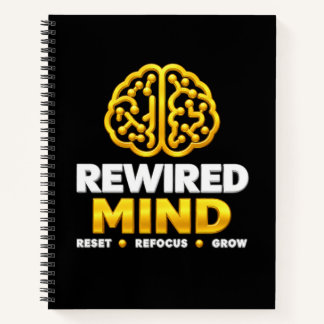 Rewired Mind ロゴ スパイラルノート - ブラックジャーナル ノートブック