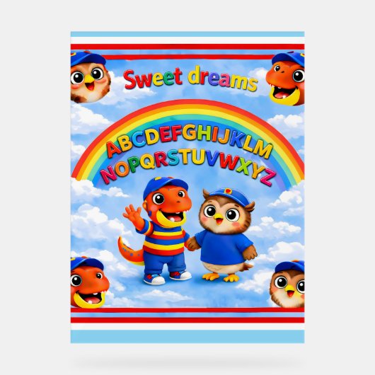 Rex and hoot ABC rainbow classroom premium 45 five アクリルサイン (正面)