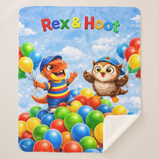 Rex and hoot ball pit adventure Sherpa シェルパブランケット (正面)
