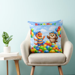 Rex and hoot ball pit adventure throw pillow クッション