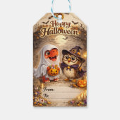 Rex and hoot Halloween ghost dinosaur in which owl ギフトタグ (裏面)
