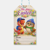 Rex and hoot happy Easter dinosaur and owl gift ta ギフトタグ (裏面)