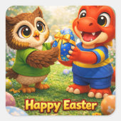 Rex and hoot happy Easter Square envelope seal スクエアシール (正面)