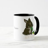 Rex bunny eats dandelion Tasse マグカップ (正面右)