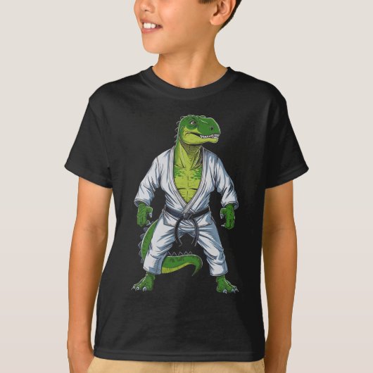Rex Dinosaur Martial Arts Martial Artist Jiu-jitsu Tシャツ (正面)